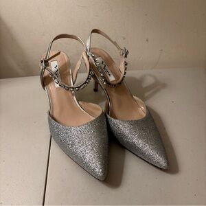 Nina New York Glittery Crystal Slingbacks Shoes Size 10 Medium Wedding Wear